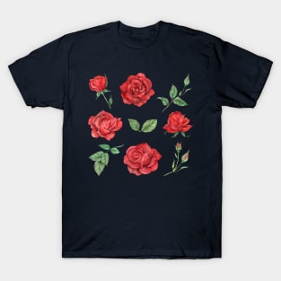 Red Roses Hand Drawn Collection T-Shirt